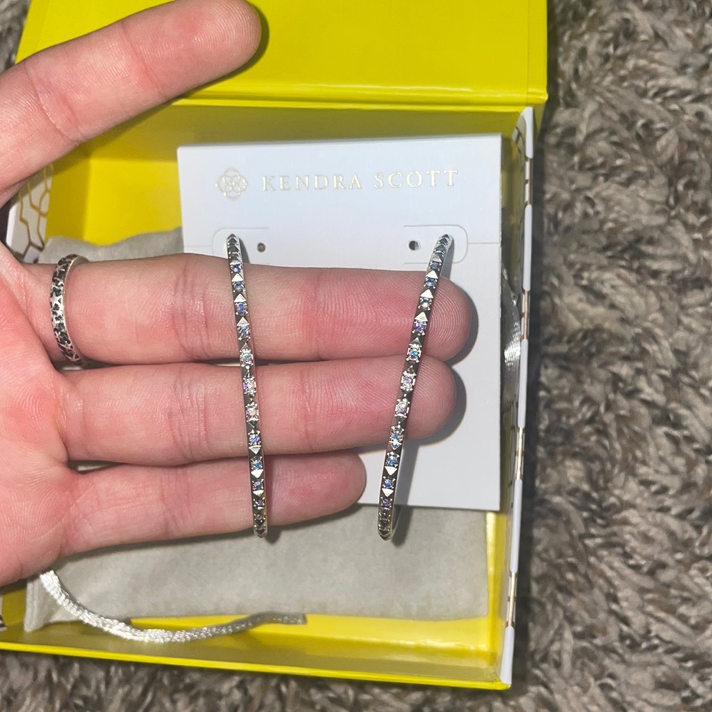 Kendra Scott veronica silver hoops with diamonds